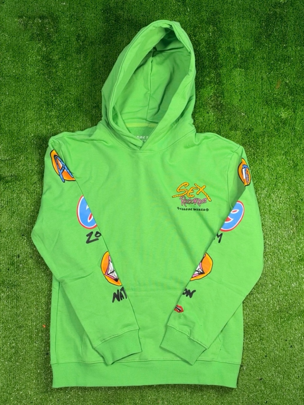 Chrome Hearts Kids Neon Green Graphic Hoodie